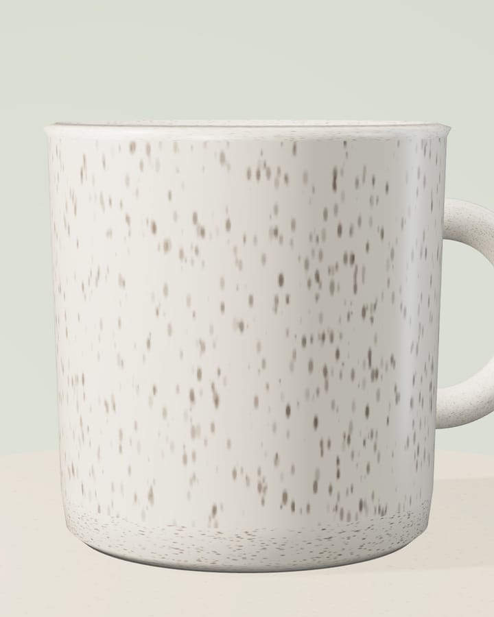 Brunswick Clay speckled stoneware mug, a close-up of the label