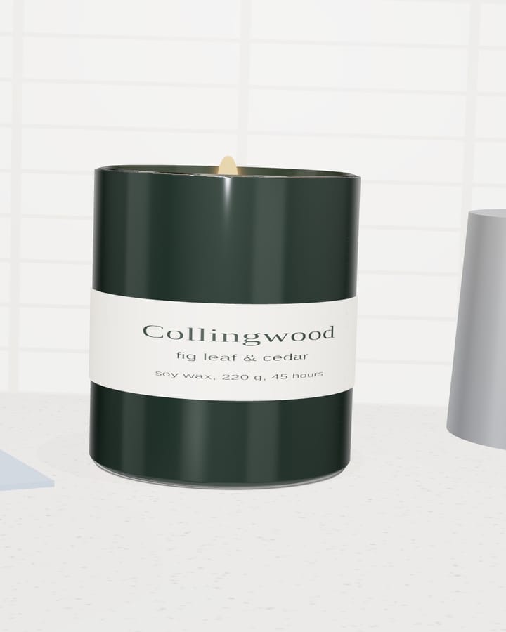 Collingwood fig leaf and cedar candle as the phone photo it started from, on a kitchen bench