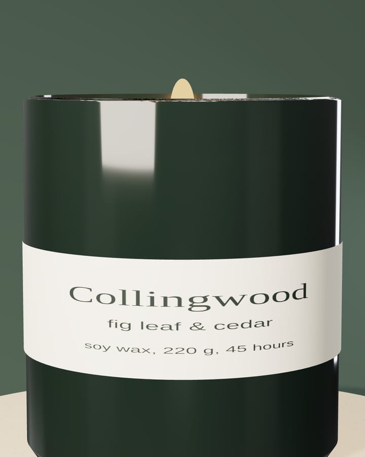 Collingwood fig leaf and cedar candle, a close-up of the label